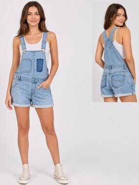 Vintage Y2K Teenie Weenie Bear Denim Shortalls Bib Overalls  Bearcore Women XS